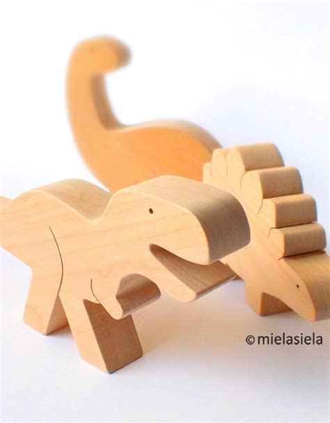 Handmade Wooden Toy Dinosaurs Set Of 5 By Mielasiela On Etsy
