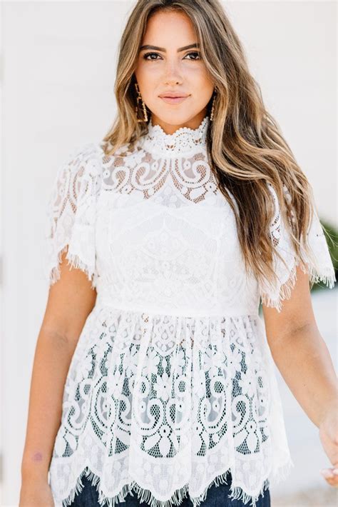 Feeling The Romance Ivory White Lace Top White Lace Top Trendy Lace
