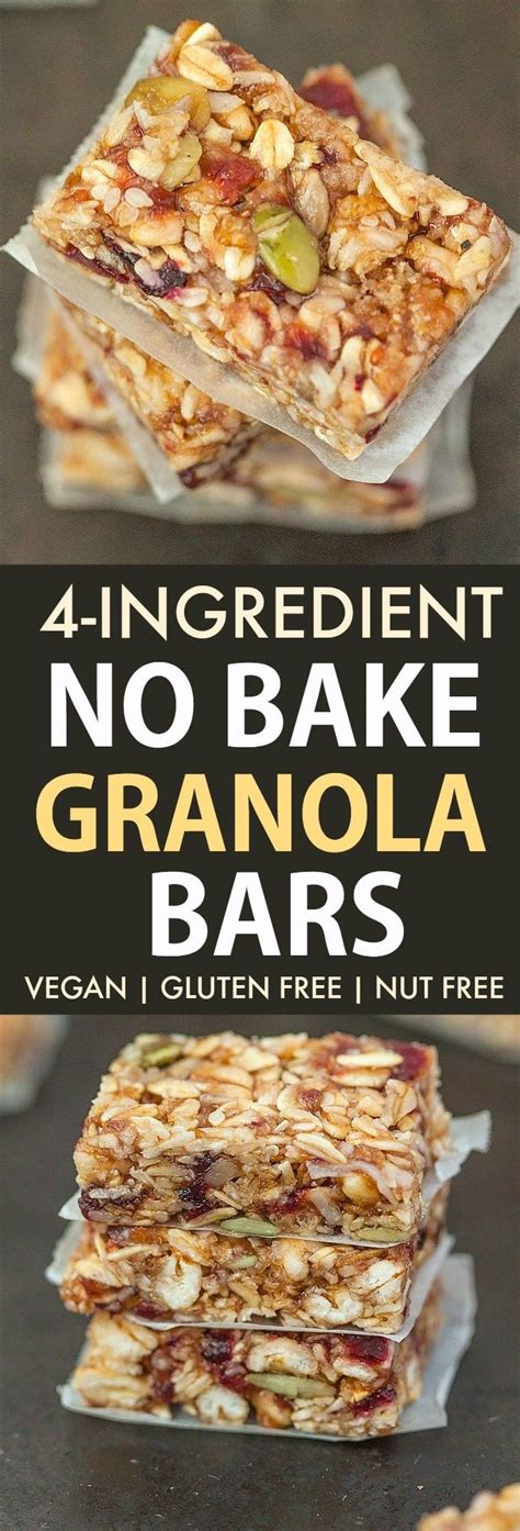 They're not sticky at room temperature! 4 Ingredient No Bake Granola Bars (Vegan, Gluten Free ...