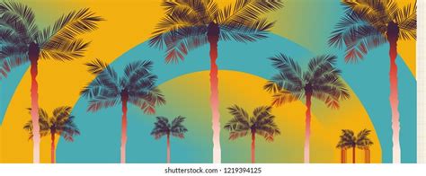Palm Leaves Trees On Gradient Background Stock Vector Royalty Free