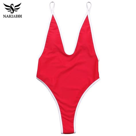 Nakiaeoi Sexy One Piece Swimsuit Swimwear Women 2019 New Summer Solid Backless Bodysuit For
