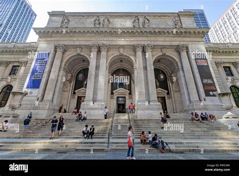 Exterior View Of The New York Public Library On 42nd Street In