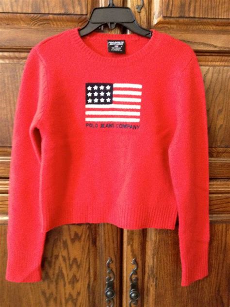 Vtg Ralph Lauren American Flag Sweater Etsy American Flag Sweater Sweaters Embroidered Stars