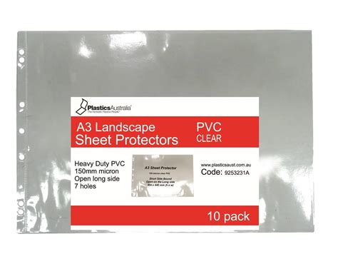 A3 Sheet Protectors Landscape Pvc Plastics Australia