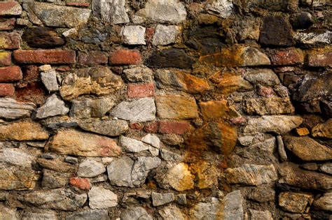 Beautiful Old Stone And Brick Wall Pattern Free Stock