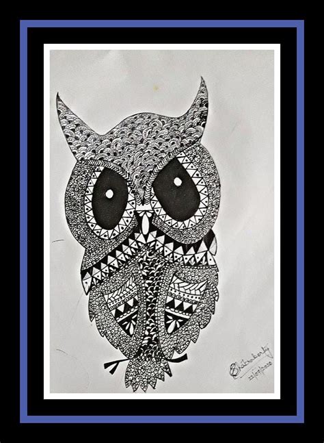 Zentangle Owl Drawing By Somila Chakraborty Fine Art America
