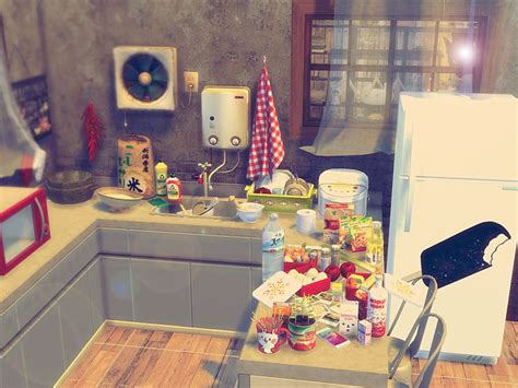 Sims4 Japanese Cc House Kitchen Clutter Kitchen Clutter