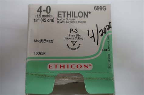 New Ethicon 699g Ethilon Nylon Suture Black Monofilament 15 Metric 18