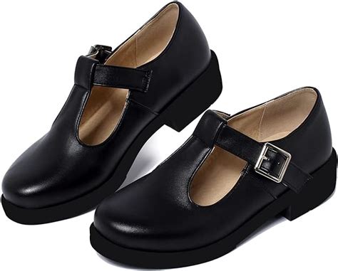 Caradise Womens T Strap Mary Jane Chunky Low Heel School Uniform Dress