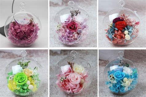 Fresh Preserved Flowers In Glass Ball For Shope Decoration China
