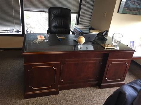 Used Office Desks Kimball Mahogany Executive Desk