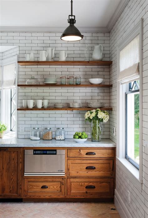 Rustic Kitchen Design Floating Wall Shelves Wood Wall Tiles Country Kitchen Designs 