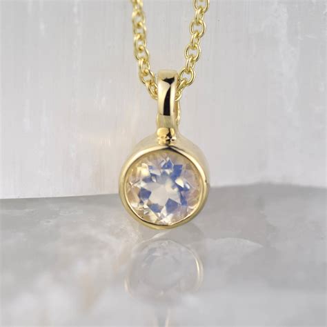 Moonstone June Birthstone Gold Solitaire Pendant By Alison Moore