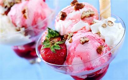 Cream Ice Strawberry Sundae Dessert Sweets Background