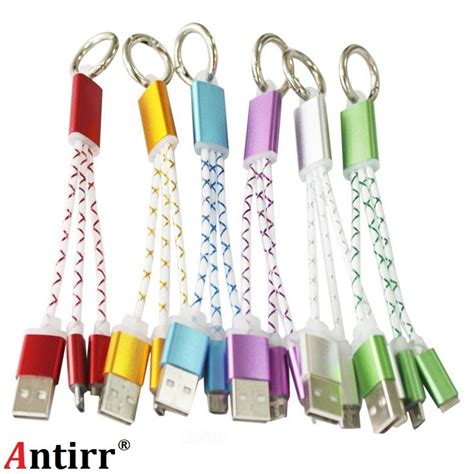 Antirr Fast 2in1 Micro Usb 8pin Metal Keychain Usb Sync Data Charger