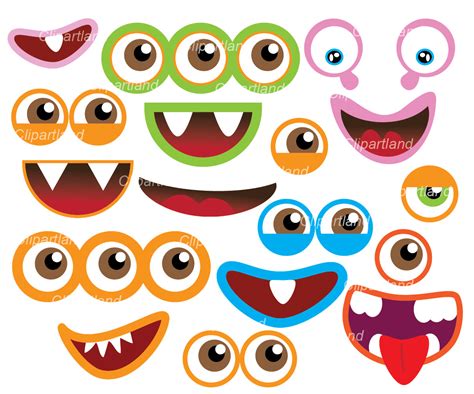 Instant Download Monster Eyes And Monster Mouths Clip Art