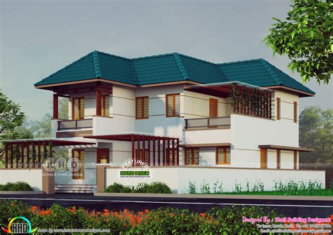 1559 Sq Ft 3 Bedroom Sloping Roof House Architecture Kerala Home