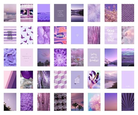 Purple Aesthetic Photo Collage Wall Printable Kit Diy Photo Etsy