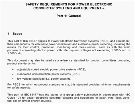 Iec Safety Requirements For Power Electronic Converter