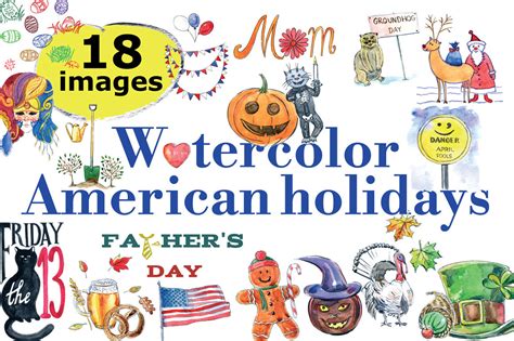 Watercolor American Holidays By Miminoshka Thehungryjpeg