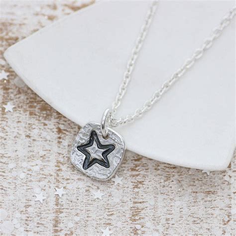 Silver Square Lucky Star Necklace By Green River Studio