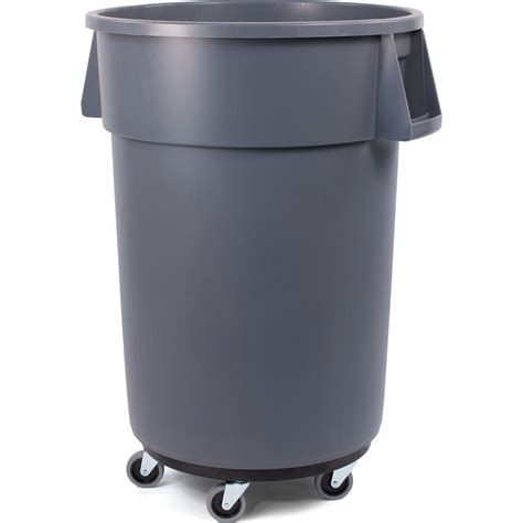 34114423 Bronco™ Round Waste Bin Trash Container And Dolly 44 Gallon