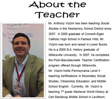 Vizzini Mr A Social Studies Teacher Biography