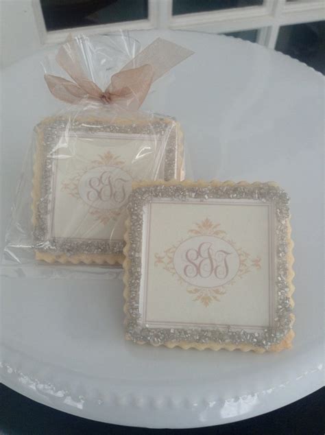 Monogram custom wedding cookie favors champagne1 Dozen | Etsy