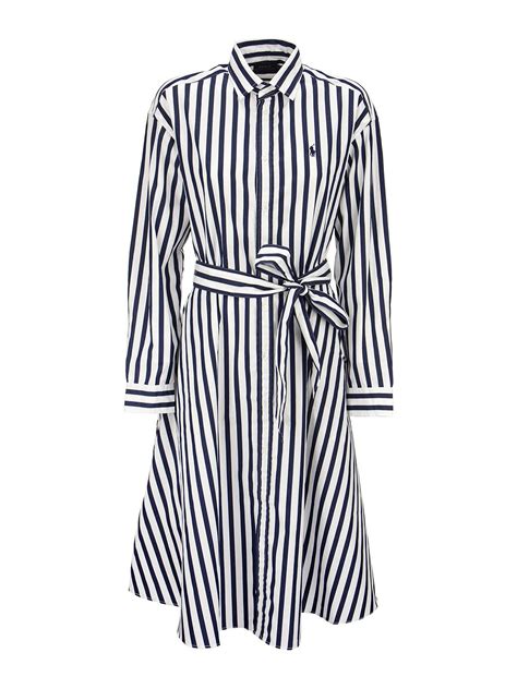 Knee Length Dresses Ralph Lauren Striped Shirt Dress With Belt 211836475001