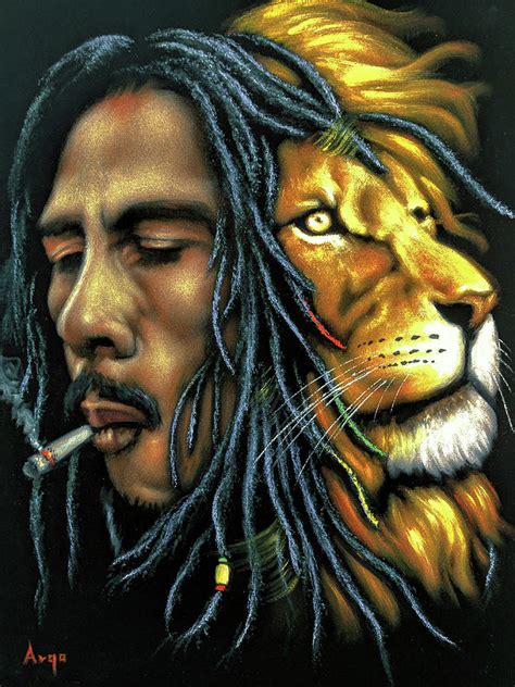 Bob Marley And Lion Smoking Painting By Argo Pixels Merch