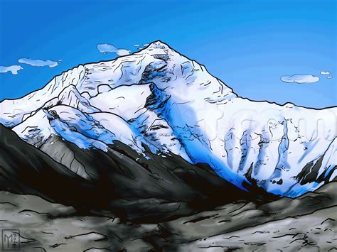 Himalayas Drawing How To Draw Mount Everest Mountain Drawing