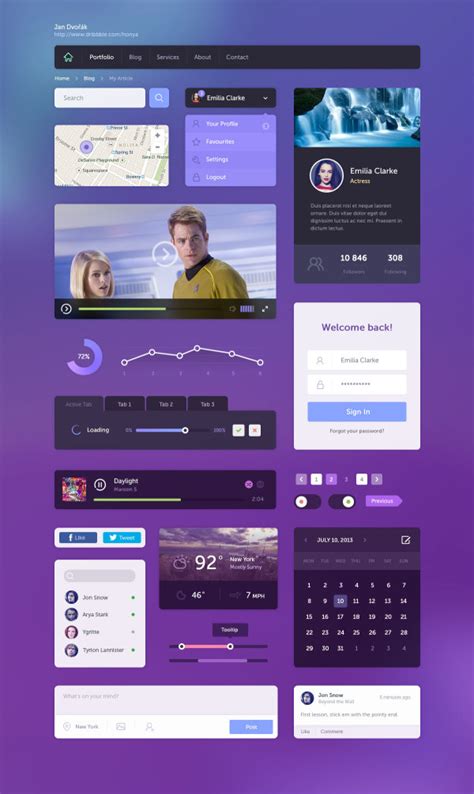 Purple With Blue Flat Website Template Free Download