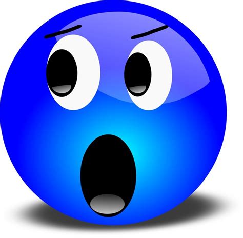 Blue Frightened Smiley Face Free Image Download