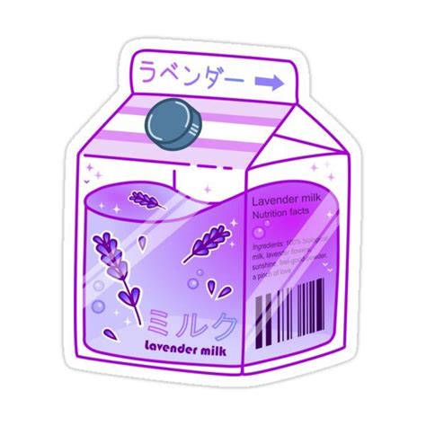 Lavender Milk For Sweet Dreams Sticker By Science Nerd In 2021 Kawaii
