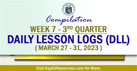 Week Rd Quarter Daily Lesson Log March Dlls