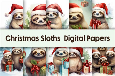 Christmas Sloths Digital Papers Graphic By Pamilah · Creative Fabrica