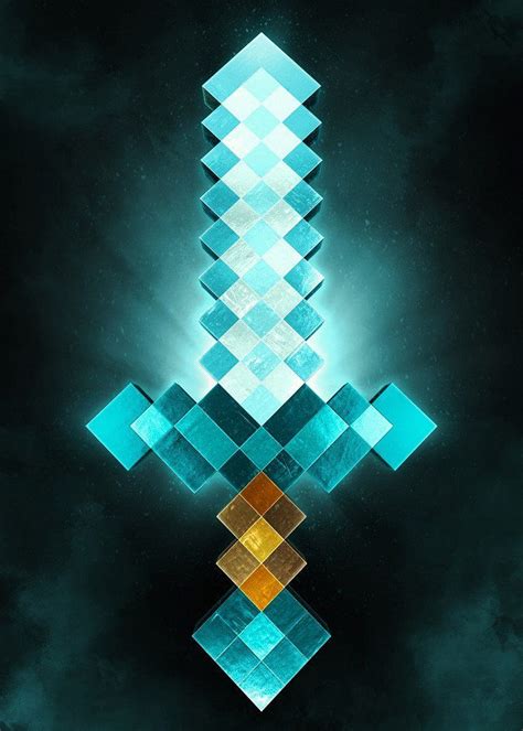 1290x2796px 2k Free Download Minecraft 3d Sword Metal Poster