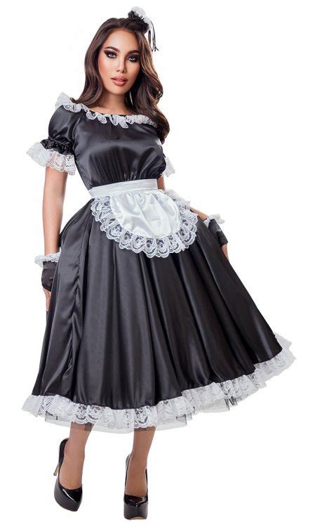 classic long satin french maid [sat100 long] 157 08 birchplaceshop fashion and fantasy