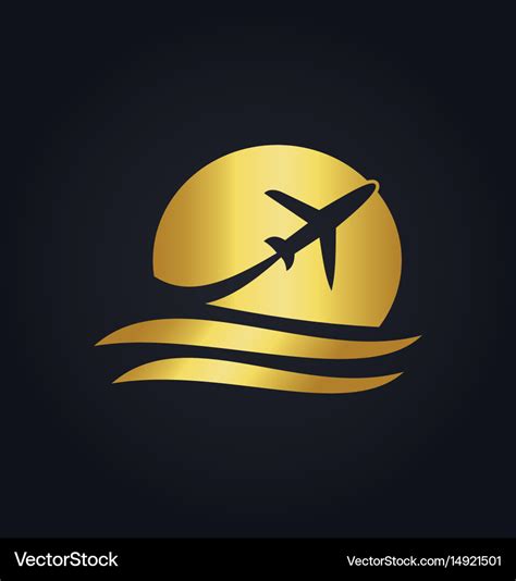 Gold Airplane Travel Logo Royalty Free Vector Image