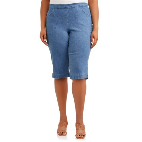 just my size just my size women s plus size 2 pocket pull on capri pant
