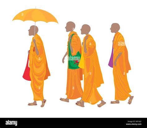 Buddhist Monks Walking Stock Vector Images Alamy
