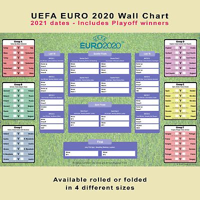 Watch on tv channel and online live streaming also get fixtures, schedule as the great news is that you can watch every game of euro 2021 in bangladesh completely free of cost online. Euro 2020 planner poster wall chart - from Group stage to finals at Wembley | eBay