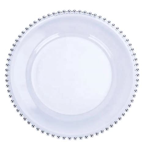 Beaded Glass Charger Plates Silver Vp Royal Rentals