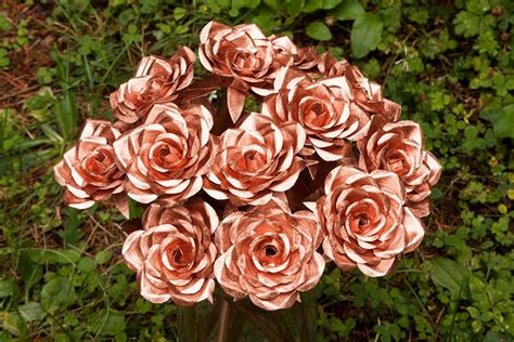 Perfect Metal Rose Bouquet 12 Copper Roses Beautiful Full Etsy