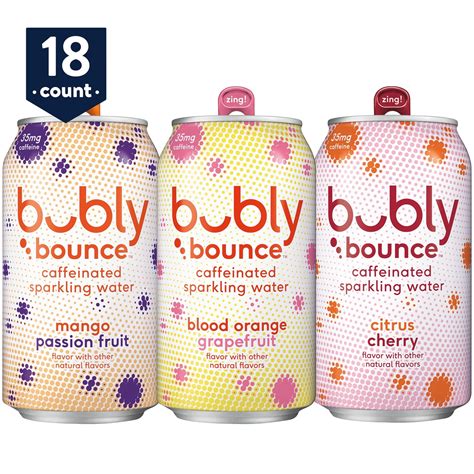 Bubly Bounce Caffeinated 3 Flavor Variety Pack Flavored Sparkling Water