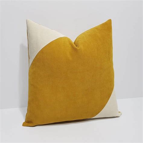 Mustard Yellow Pillow Cover Yellow And Cream Pillow Case Etsy Canada