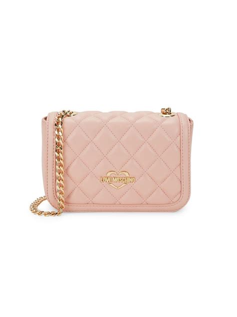 Love Moschino Quilted Faux Leather Crossbody Bag In Pink Lyst