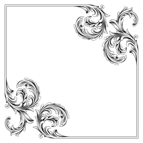 Vector Engraved Floral Corner Royalty Free Stock Image Storyblocks