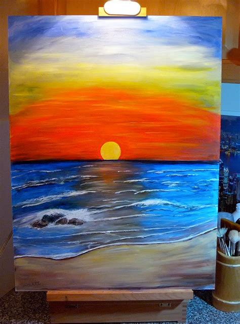 Sunset beach wall mural sunset beach wall mural by ml murals dream. Sunset acrylic painting by dx on deviantART | Simple ...