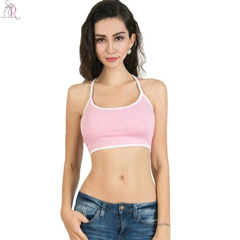Pink Halter Spaghetti Strap Crop Top Tight Silm Camis Sleeveless Sexy Backless 2017 Women Summer